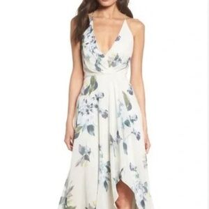 Jenny Yoo Women's Farrah Halter Faux Wrap Chiffon Dress Size 6